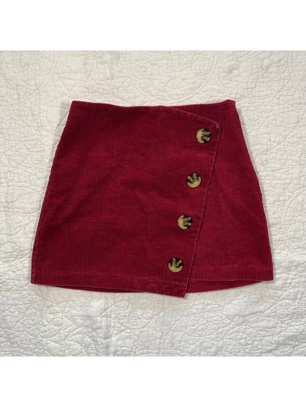 Harper Heritage Red Corduroy Asymmetrical Fall Mini Skirt Size small